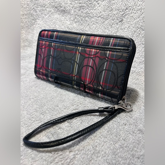 Coach Signature Tartan Plaid Accordion Wallet - Picture 1 of 14